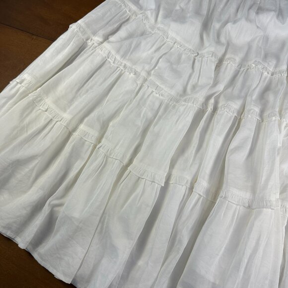 Reformation Evelina tiered midi skirt in ivory cotton, size 0 - Picture 4 of 6